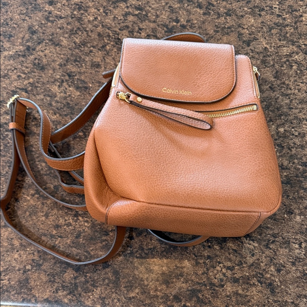 Calvin Klein Tan Leather Backpack